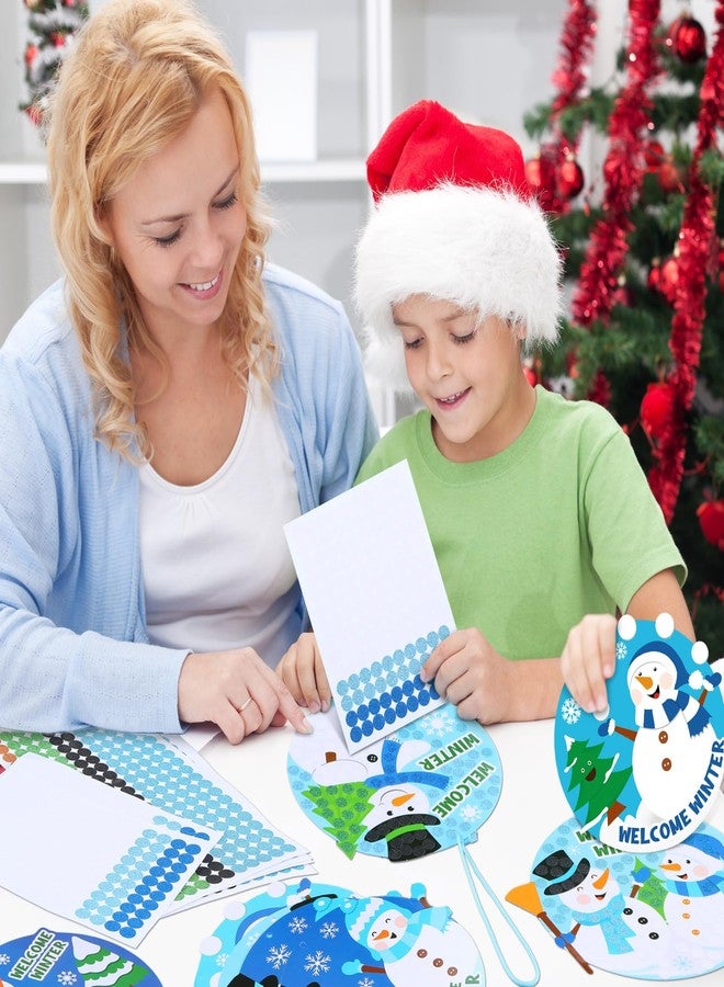 Silipull 30 Sets Snowman Craft Kit DIY Winter Snowman Glitter Mosaic Sign Craft Make Your Own Snowflake Hanging Ornaments for Winter Christmas Fun Home Party Favors Activities - Image 4